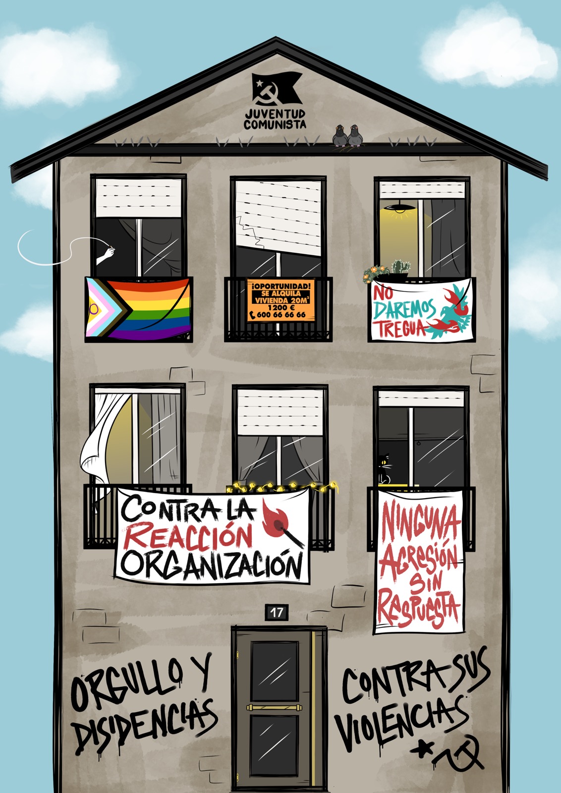 Ilustración de la Juventud Comunista para el Orgullo